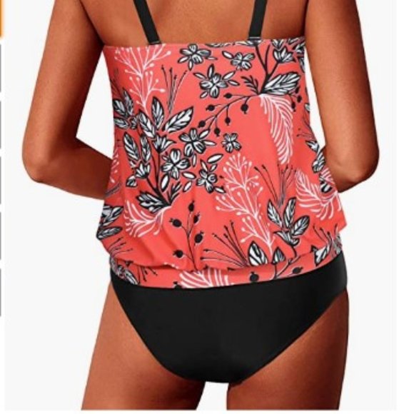 Yonique Two Piece Blouson Tankini Swimsuits for Women NWT size M - Picture 3 of 14